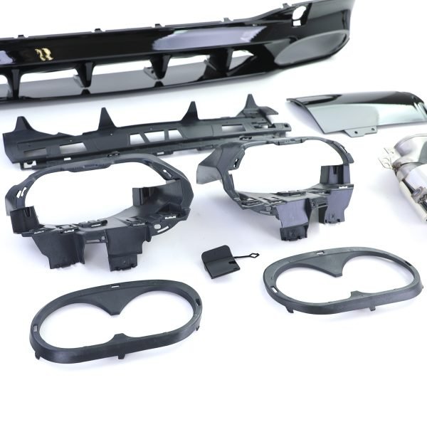 Sport gloss black rear diffuser with chrome tailpipes for MERCEDES CLA C118/X118 - Slika 7