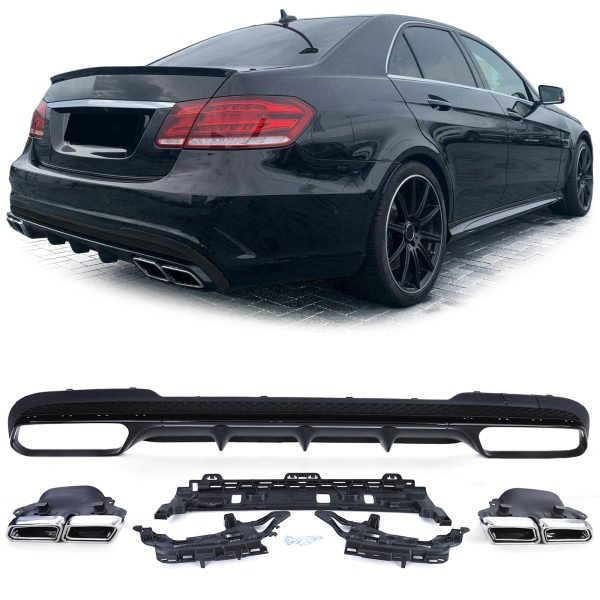 Performance rear diffuser with chrome tailpipes for MERCEDES E-CLASS W212/S212
