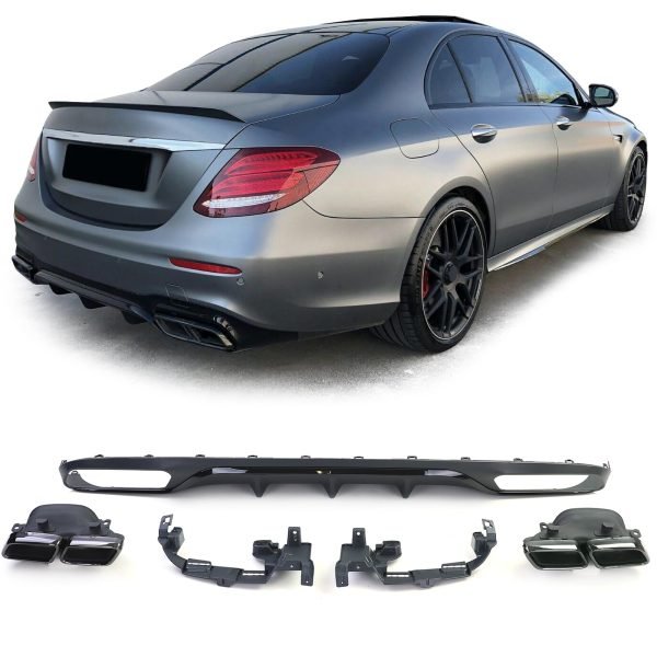 Sport rear diffuser with black tailpipes for MERCEDES E-CLASS W213