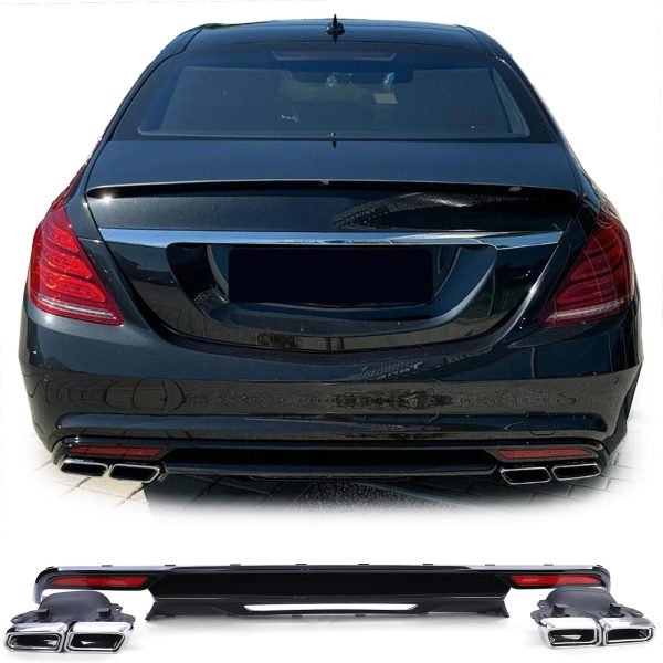 Sport rear diffuser with chrome tailpipes for MERCEDES S-CLASS W222