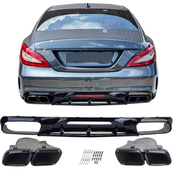 Sport rear diffuser with black tailpipes for MERCEDES CLS C218