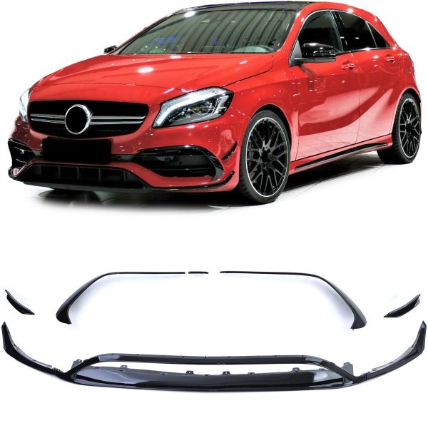 Sport gloss black front splitter for MERCEDES A-CLASS W176