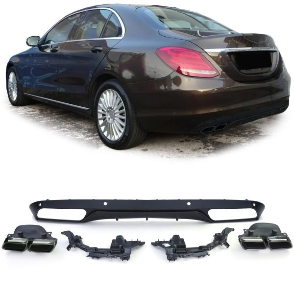 Sport rear diffuser with black tailpipes for MERCEDES C-CLASS W205