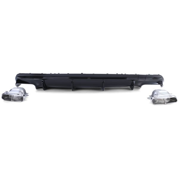 Sport gloss black rear diffuser with chrome tailpipes for MERCEDES CLA C117 - Slika 2