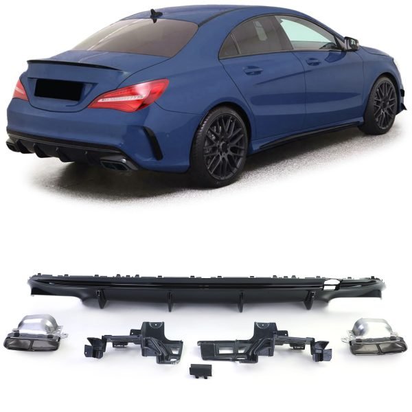 Sport rear diffuser with gloss blakc tailpipes for MERCEDES CLA C117