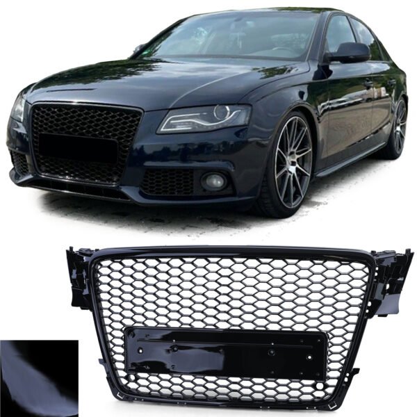 Sport gloss black honeycomb front grille for AUDI A4 B8 8K
