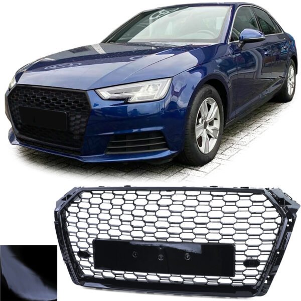 Sport gloss black honeycomb front grille for AUDI A4 B9 8W