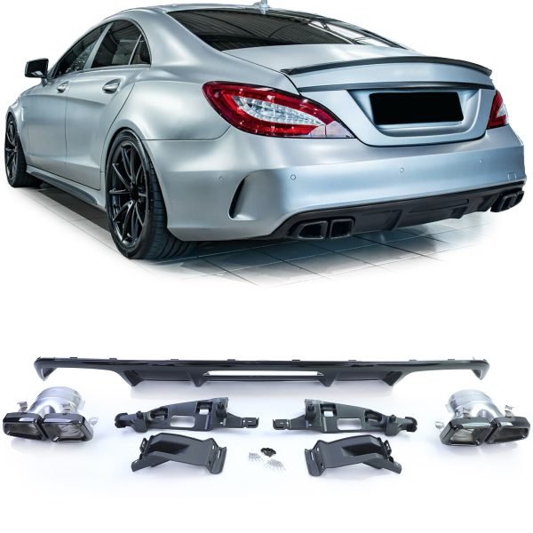 Sport rear diffuser with black tailpipes for MERCEDES CLS C218