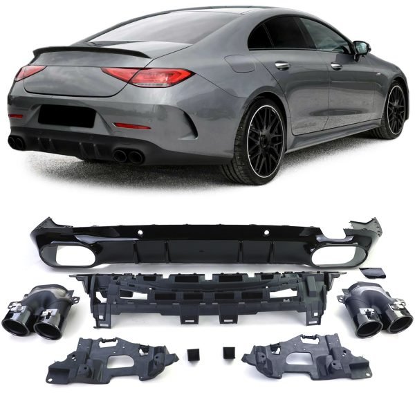 Sport rear diffuser with black tailpipes for MERCEDES CLS C257