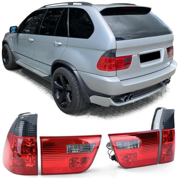 Clear glass black smoke tail lights for BMW X5 E53