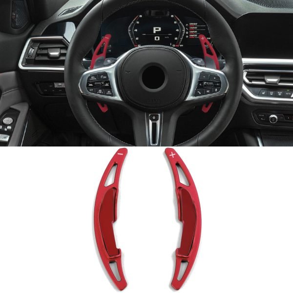 Red paddle shifters extensions for BMW X5M F85 and X6M F86