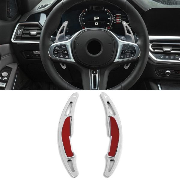 Silver paddle shifters extensions for BMW X5M F85 and X6M F86