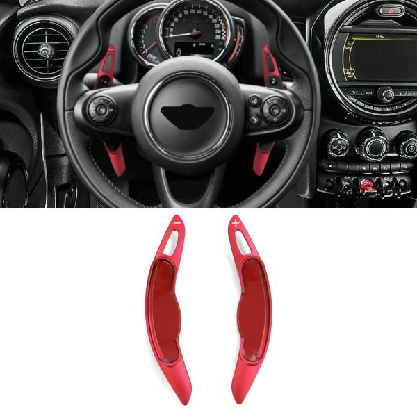 Red aluminum paddle shifter extensions for MINI Clubman F54 and Countryman F60