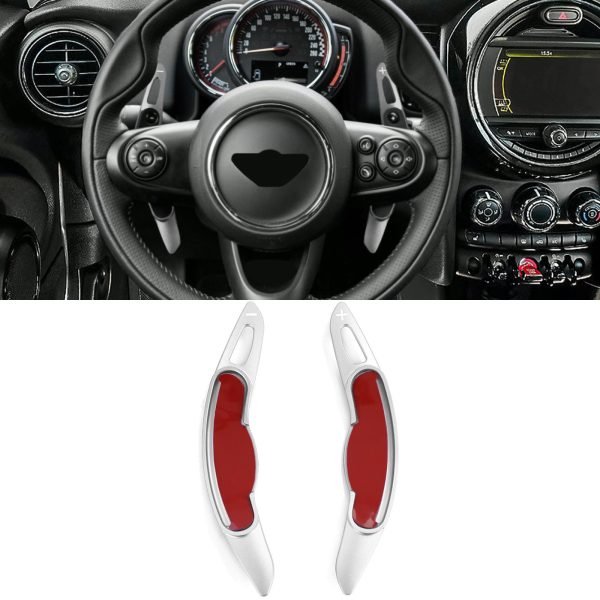 Silver aluminum paddle shifter extensions for MINI Cooper F55/F56/F57