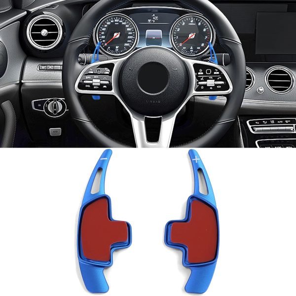 Blue aluminum paddle shifter extensions for MERCEDES CLA C117 C118 CLS C218 C257
