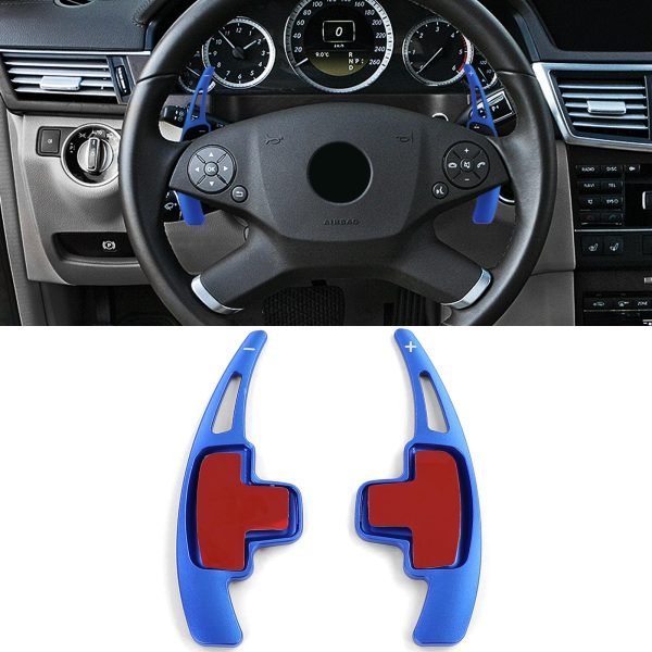 Blue aluminum paddle shifter extensions for MERCEDESAMG GL X166 GLA X156