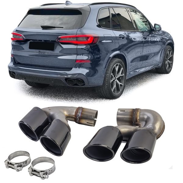 Black stainless steel tail pipes for BMW X5 G05 X6 G06 X7 G07 40i