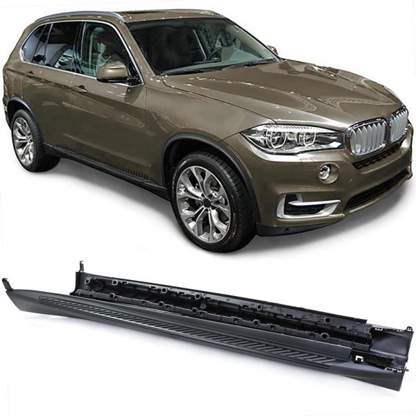 Black running boards with side protection for BMW X5 F15