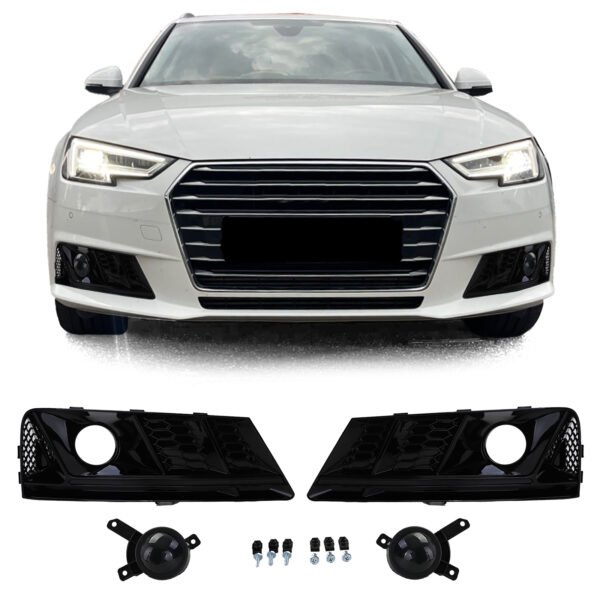 Gloss black honeycomb bumper grilles for AUDI A4 B9