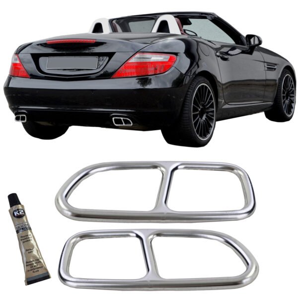 Chrome 4-pipe look exhaust tailpipe trims for MERCEDES SLK R171