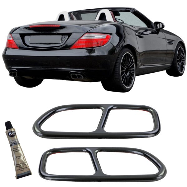 Black 4-pipe look exhaust tailpipe trims for MERCEDES SLK R171