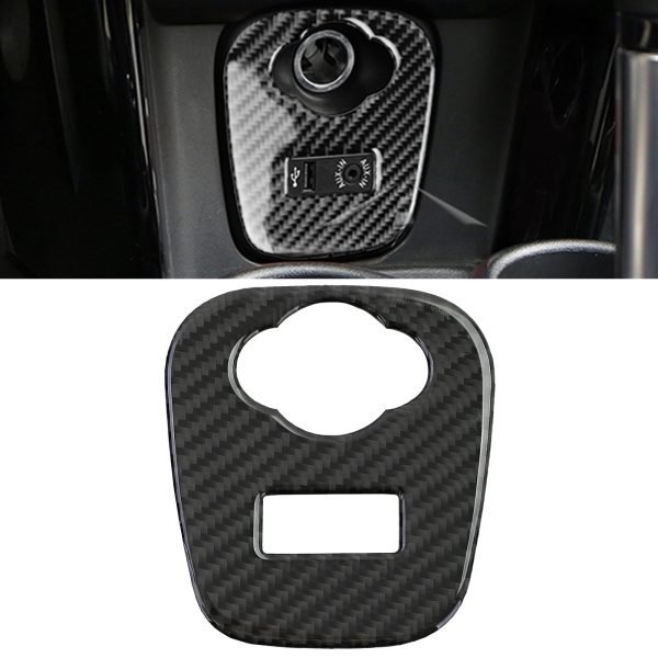 Carbon cover panel cigarette lighter USB for MINI One Cooper F55/F56/F57