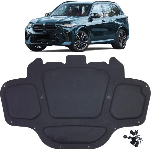 Hood insulation mat with mounting clips for BMW X5 G05 and X6 G06