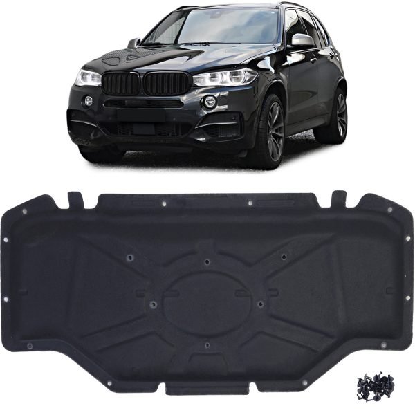 Hood insulation mat with mounting clips for BMW X5 F15 and X6 F16