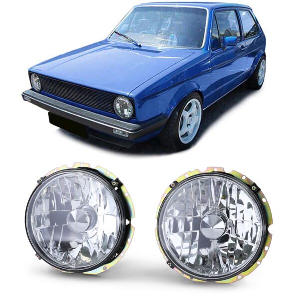 Headlights H4 (Chrome) for VW Golf 1 74-83 Cabrio 83-93