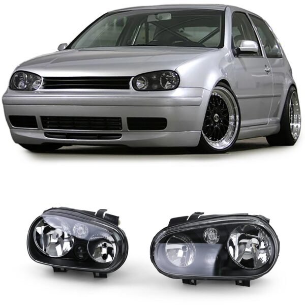 Headlights with integrated Fog lights (Black) for VW Golf IV 4 97-03