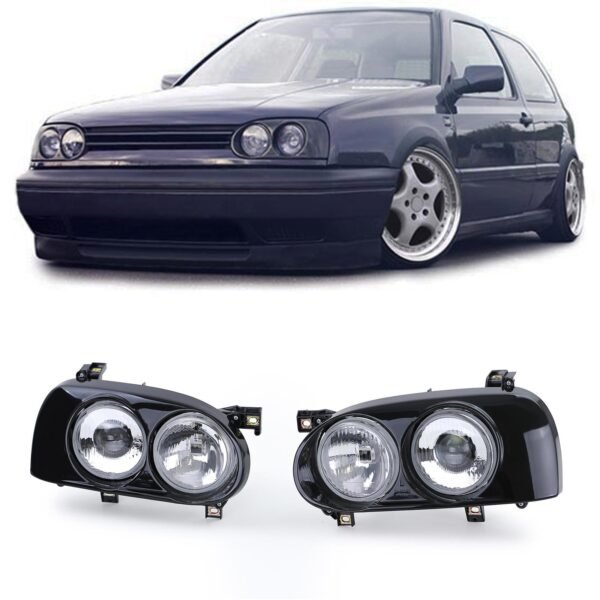 Double Headlights H1 H3 (Black) for VW Golf 3 91-97