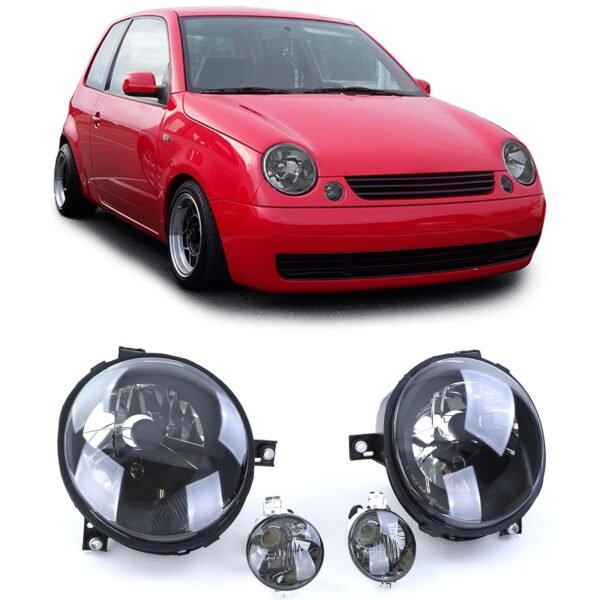 Black smoke clear glass headlights and indicators for VW LUPO