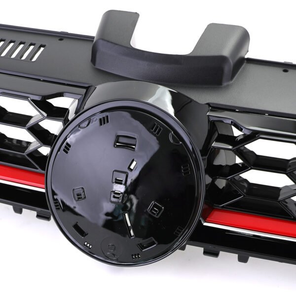Honeycomb grille black gloss with red strip for VW Golf 7 12-17 GTI - Slika 7