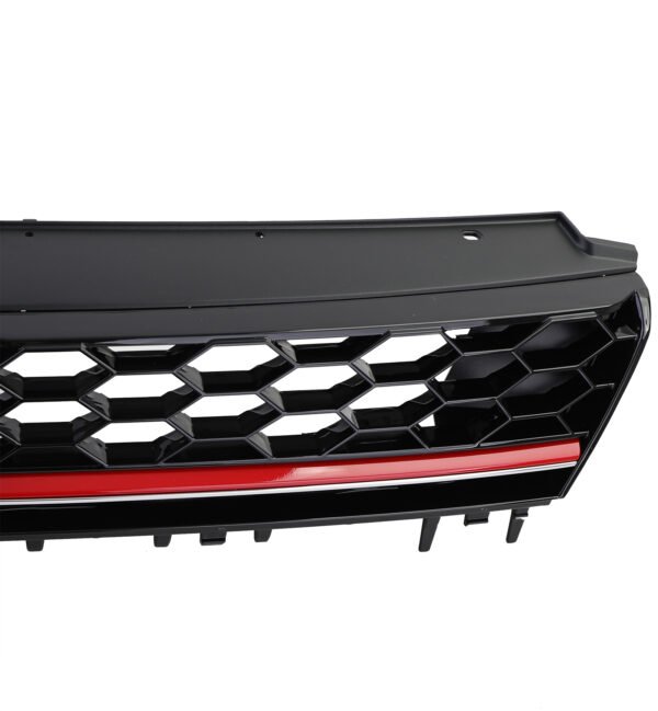 Honeycomb grille black gloss with red strip for VW Golf 7 12-17 GTI - Slika 6