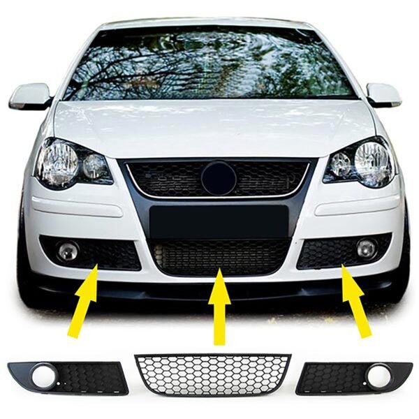 Honeycomb front radiator and fog light grilles for VW POLO 9N3