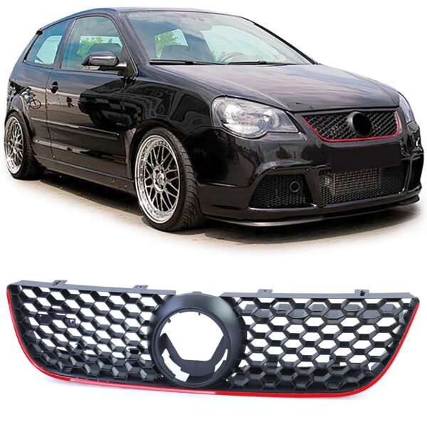 GTI look front honeycomb radiator grille for VW POLO 9N3