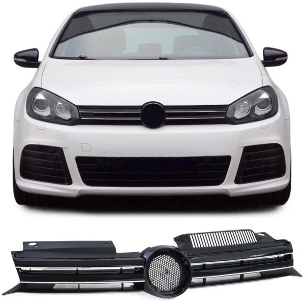 Grille (Black Gloss) with Chrome Strips for VW Golf 6 08-13