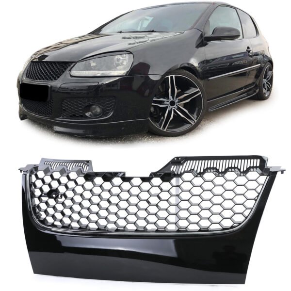 Honeycomb grille without emblem with chrome strip for VW Golf 5 GTI 03-09