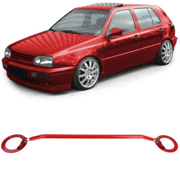 Red aluminum 3-piece adjustable strut bar for VW GOLF 3, PASSAT and VENTO
