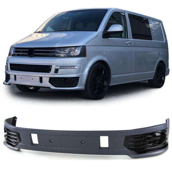Front Bumper Spoiler Sportline + Fog Light Grille Gloss for VW T5.2