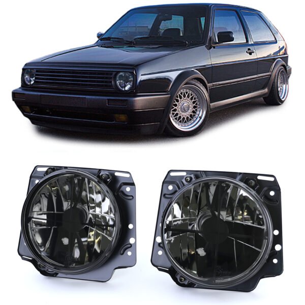 Headlights with crosshair (Black Smoke) for VW Golf 2 83-91
