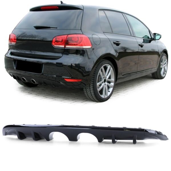 Rear diffuser (6R look, black gloss) for VW Golf 6 1K 08-13