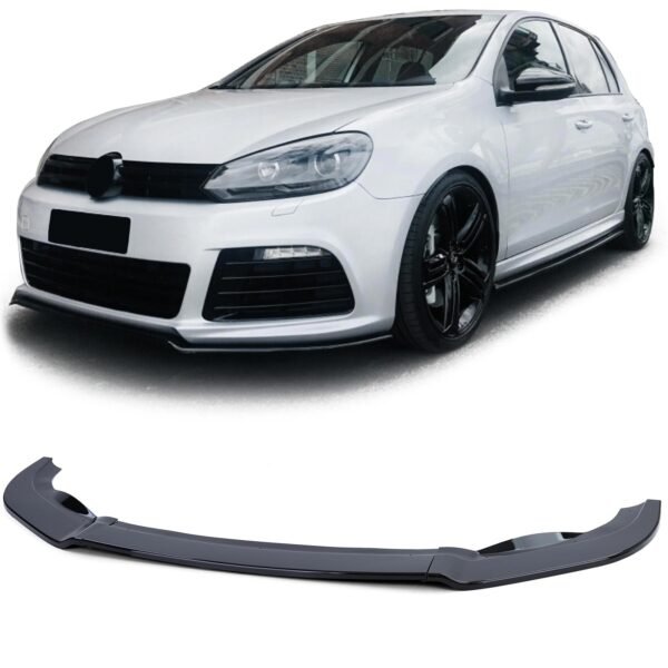 Front Spoiler Lip (Black Gloss) for Golf 6 09-12 with R20 Bumper