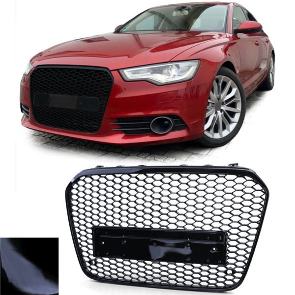 Sport gloss black honeycomb front grille for AUDI A6 C7