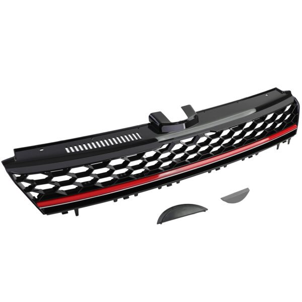 Honeycomb grille without emblem (black gloss) for VW Golf 7 12-17 also GTI - Slika 3