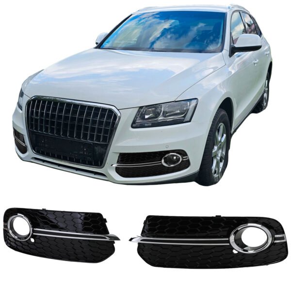 Gloss chrome honeycomb bumper grille trim for AUDI Q5 8R