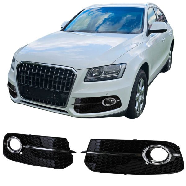 Gloss black honeycomb bumper grille trim for AUDI Q5 8R