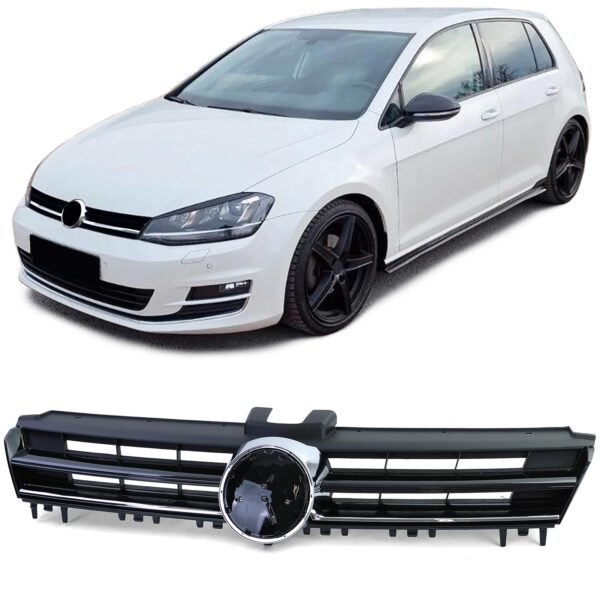 Sport Grille Black Gloss with Chrome Strip for VW Golf 7 also GTI 12-17