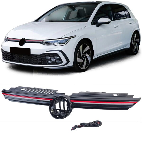 Grille with red trim illuminated for VW Golf 8 from 2019
