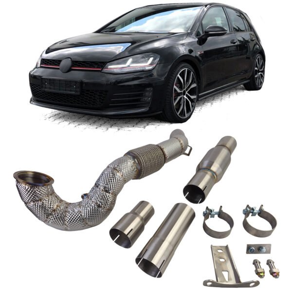Racing Downpipe with 200cc Sport Cat and Heat Protection for VW Golf 7 GTI 13-17